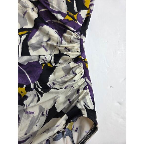 Land's End One Piece Floral Purple Full Coverage Swimsuit Size 12 - Picture 6 of 7